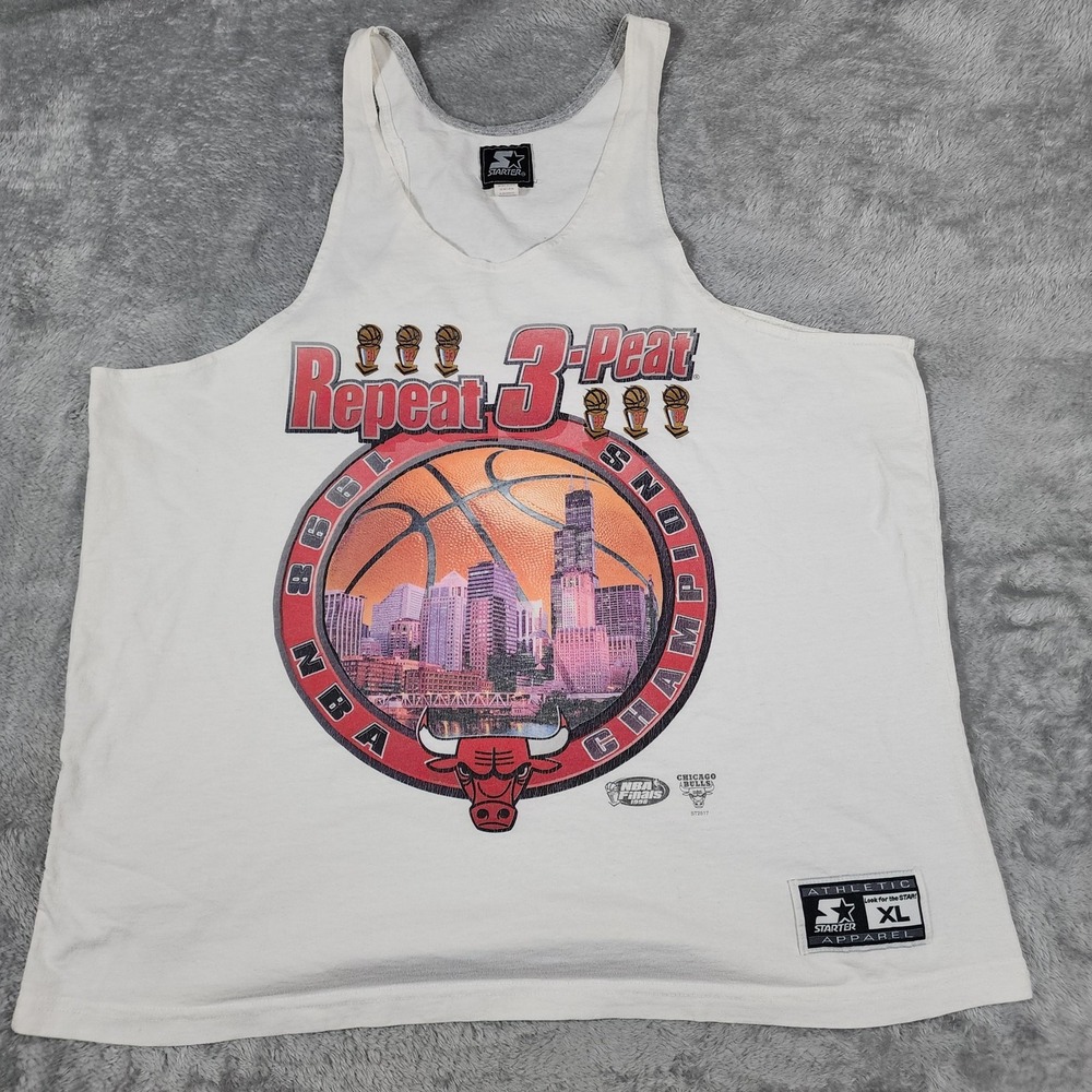 VINTAGE Chicago Bulls Shirt Tank Top Mens‎ XL Starter NBA Basketball 3 Peat 90s